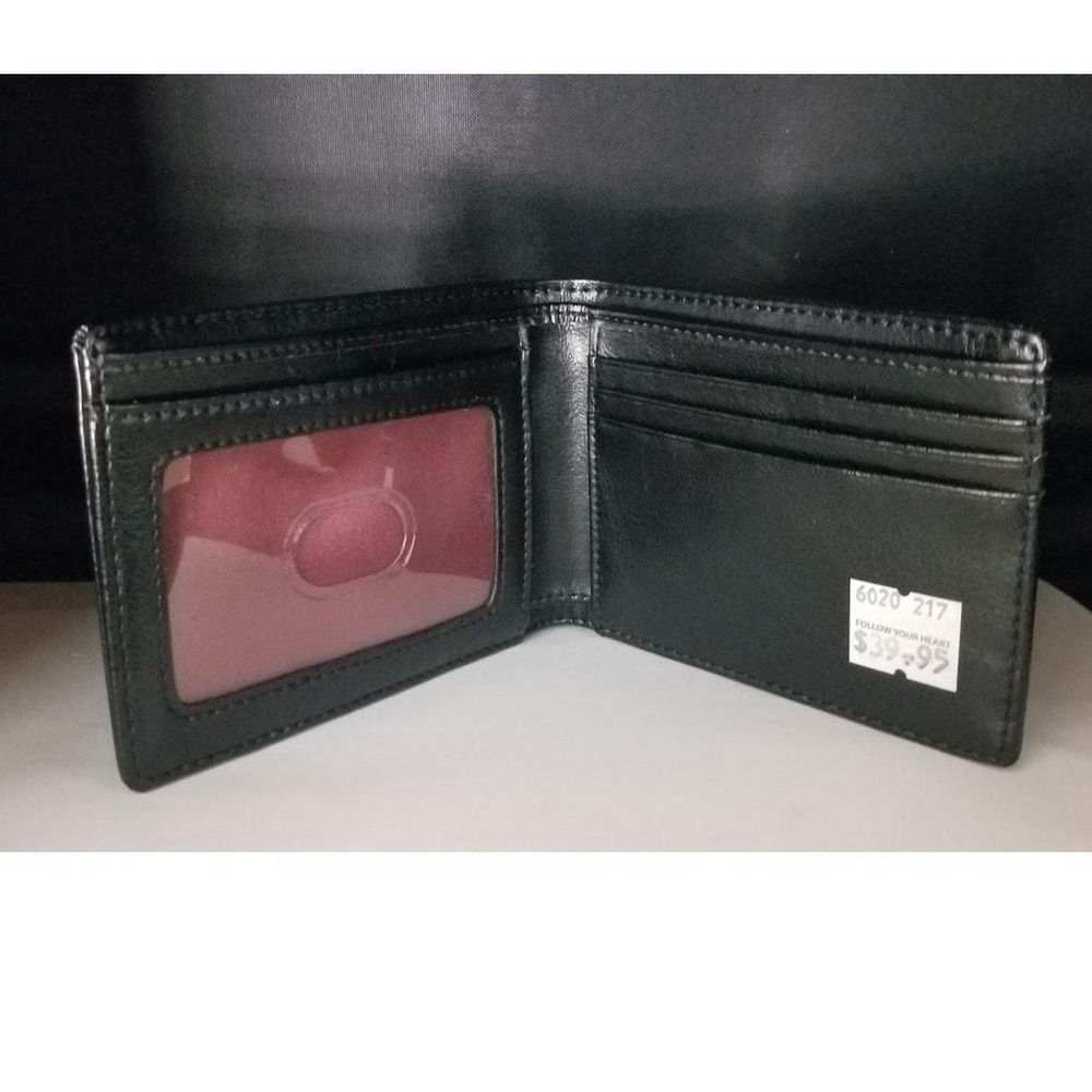 Doshi Black Vegan Leather Slim Tri Fold Wallet with ID Sleeve - NWT